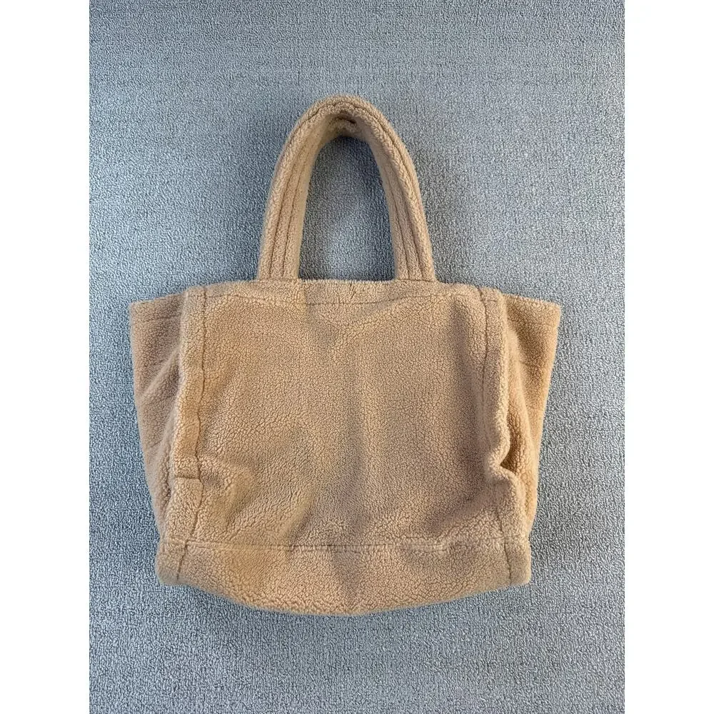 Victoria's Secret Tote Bag Sherpa Teddy Fuzzy Cozy Fleece Tan